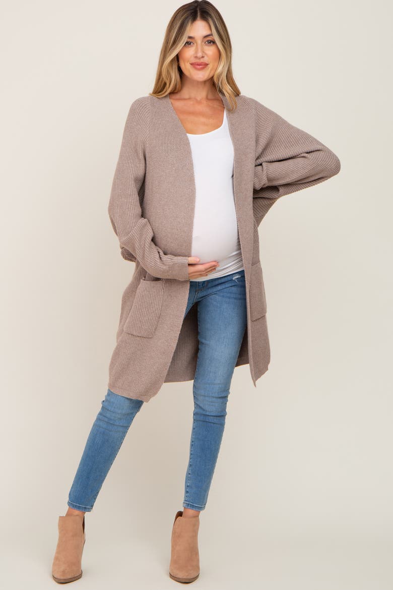Pocketed Knit Cardigan, Main, color, Taupe