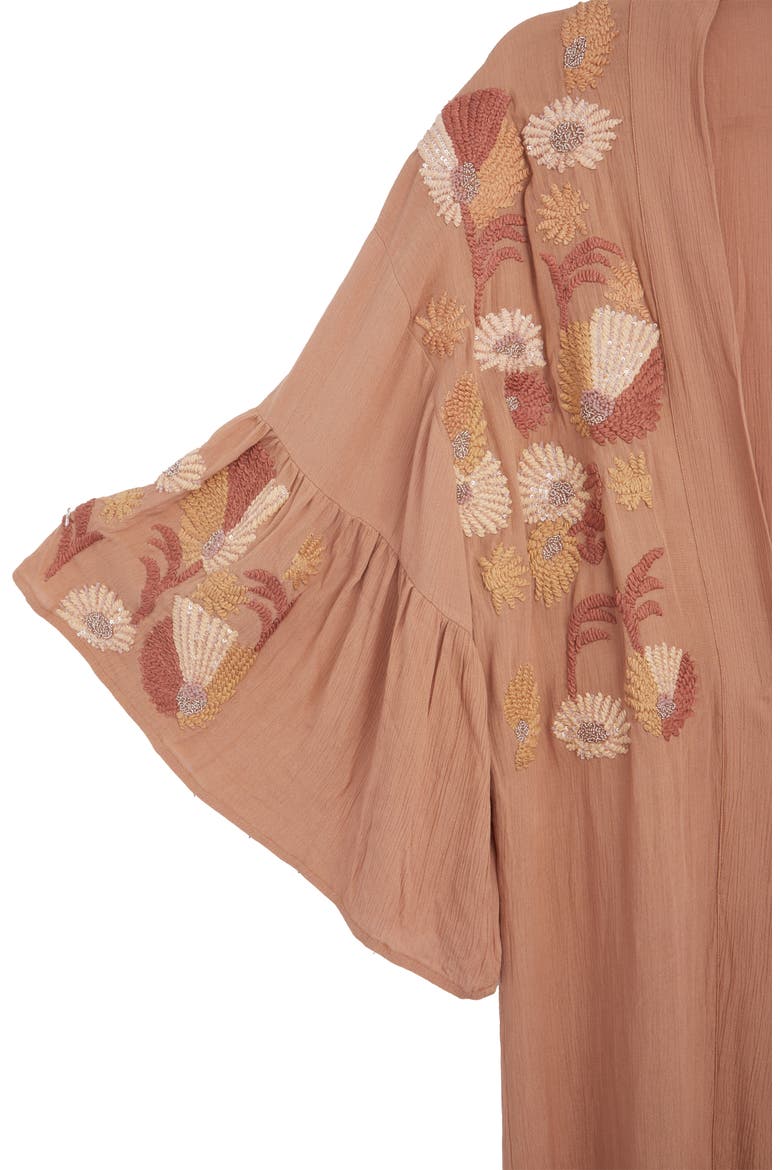 Embroidered Caftan, Alternate, color, BROWN