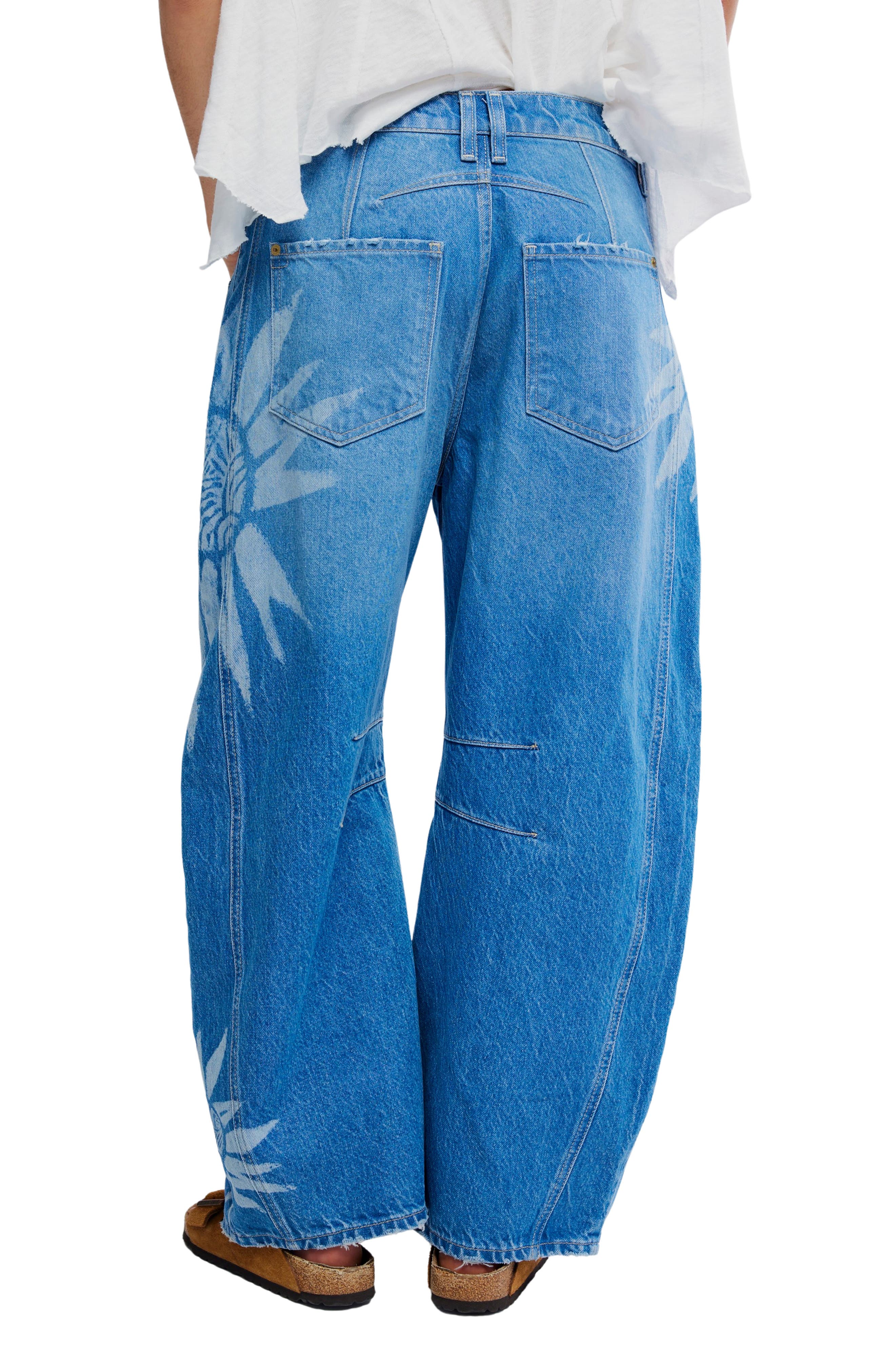 Good Luck Floral Print Barrel Jeans - image 2