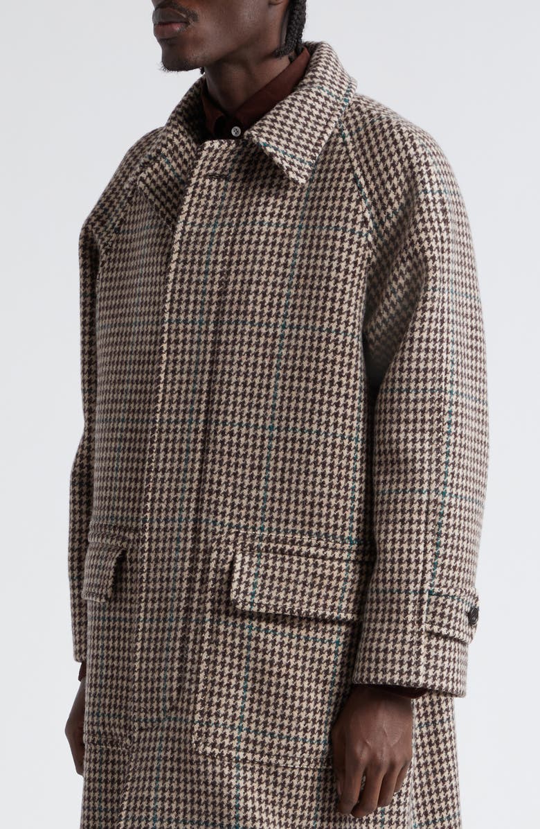 Drake's Houndstooth Virgin Wool Overcoat, Alternate, color,