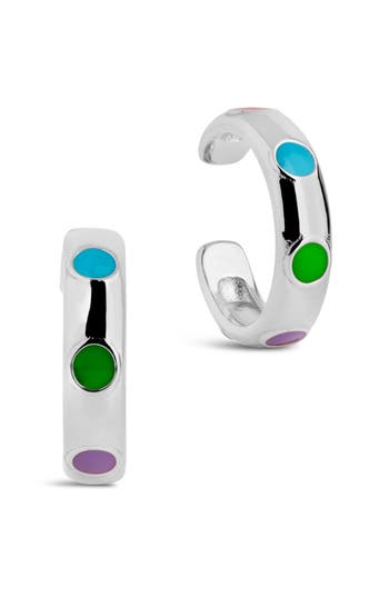 Sterling Forever Gold-tone Or Silver-tone Colorful Enamel Enamel Accent Ear Cuff Set Of 2