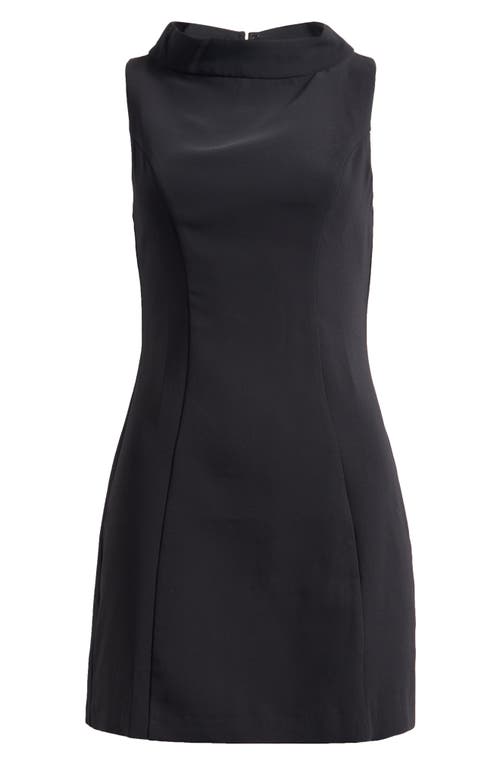 Amanda Uprichard Lucina Mock Neck Cocktail Shift Dress In Black