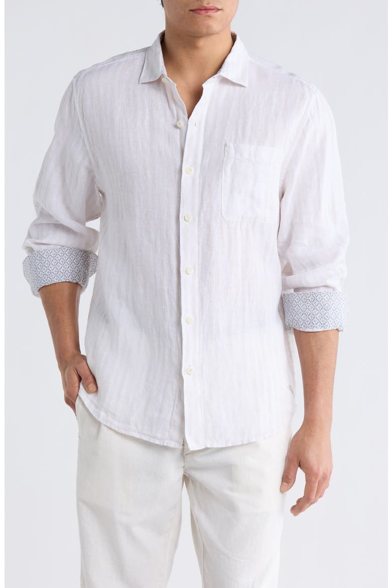 Cabana Breezer Linen Button-Up Shirt, Main, color, COBBLESTONE