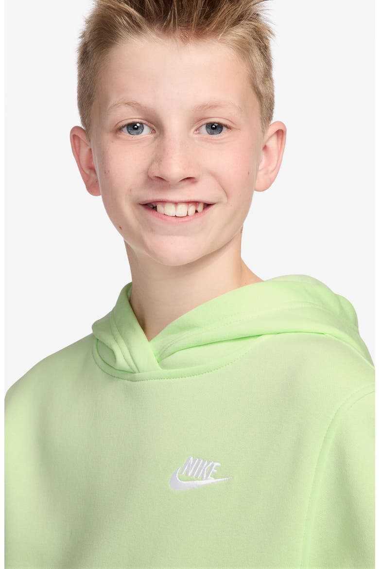 Kids' Club Fleece Hoodie, Alternate, color, LIGHT LIQUID LIME/ WHITE