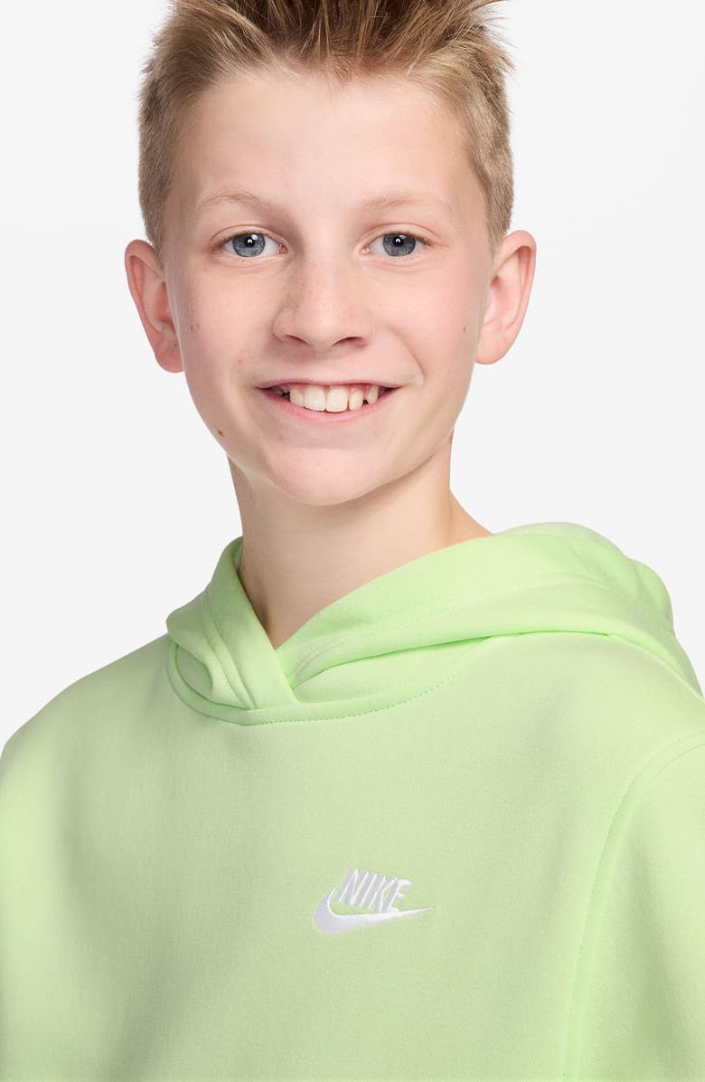 Nike Kids' Club Fleece Hoodie, Alternate, color, Light Liquid Lime/ White