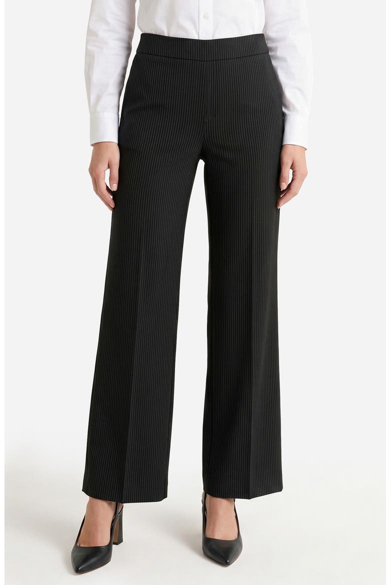 Kayla Wide Leg Pull-On Pants, Main, color, BLACK MULTI SHADOW STRIPE