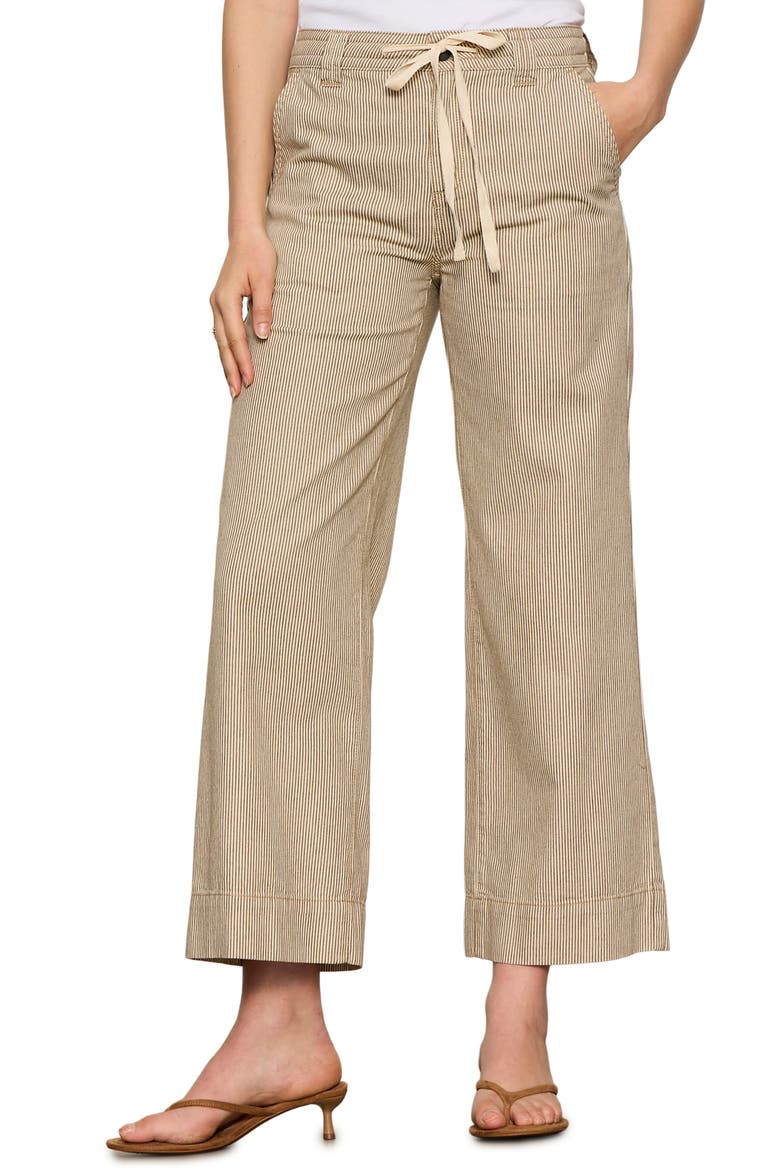 Lily Stripe Crop Pants, Main, color, LIDO STRIPE BROWN