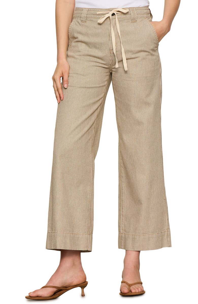 Sanctuary Lily Stripe Crop Pants, Main, color, Lido Stripe Brown