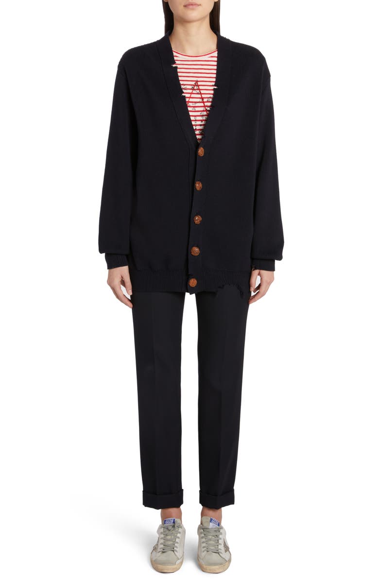 Golden Goose Embroidered Star Stripe Cotton & Linen T-Shirt, Alternate, color,