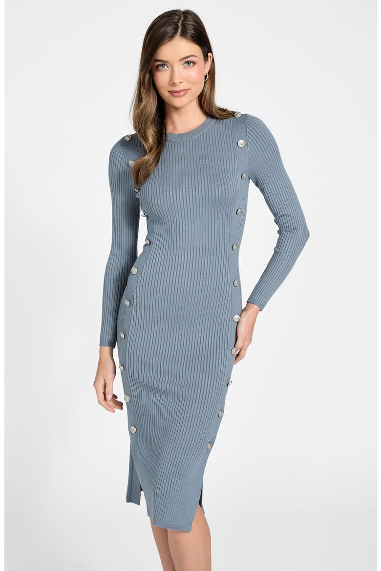 Ribbed Long Sleeve Sweater Dress, Alternate, color, BLUE