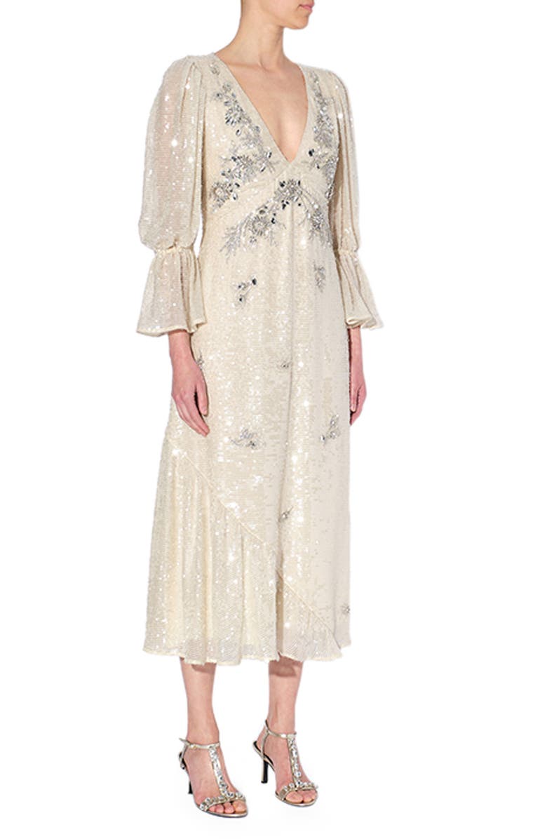 Erdem Eva Sequin Beaded Chiffon Midi Dress, Main, color,