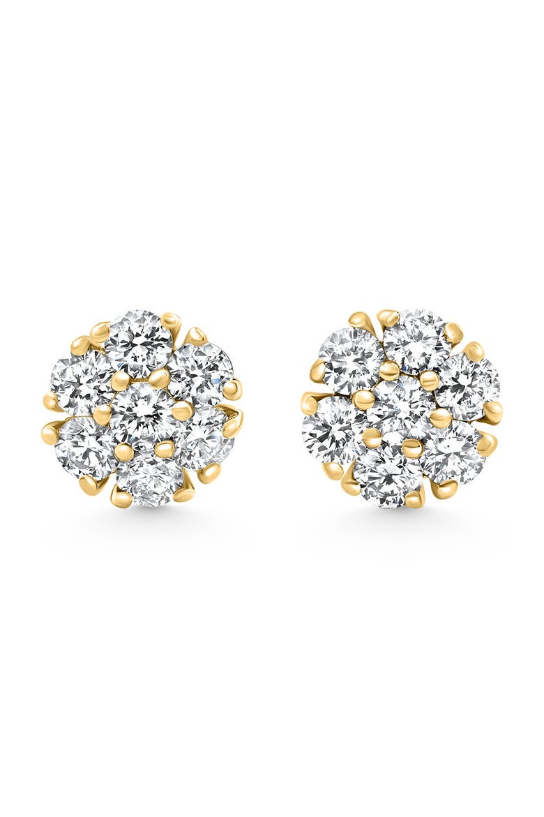 1Ct Diamond Cluster Pave Studs Screwback Earrings 14k Gold Lab Grown, Alternate, color, White Gold