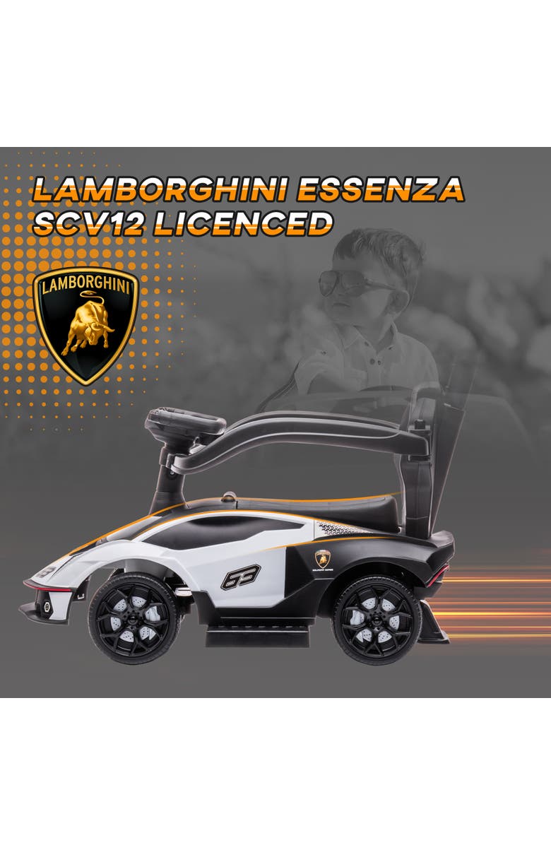 Aosom 2-in-1 Kids Push Car with Horn, Engine Sound, Steering Wheel, Alternate, color, White