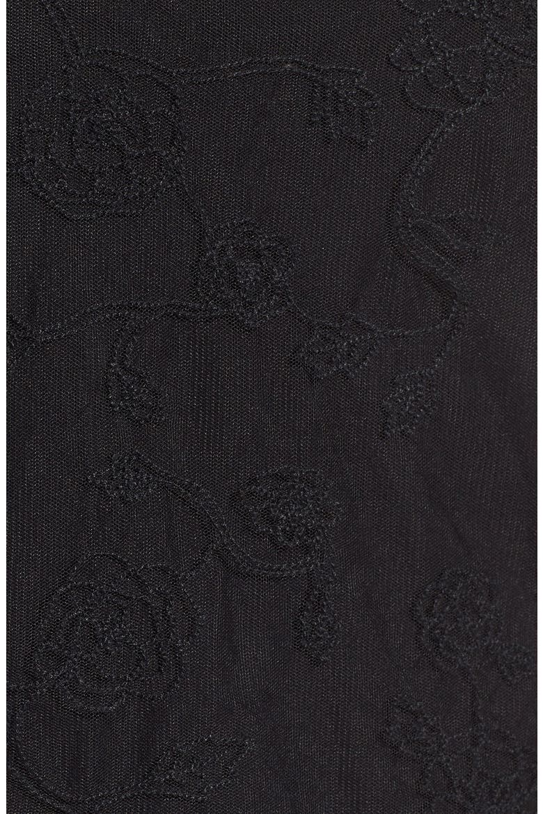 Embroidered Sheer Mesh Top, Alternate, color, BLACK