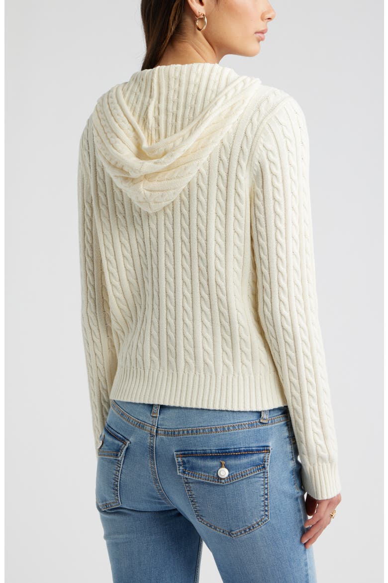 Cable Stitch Hooded Cardigan, Alternate, color, IVORY ANTIQUE