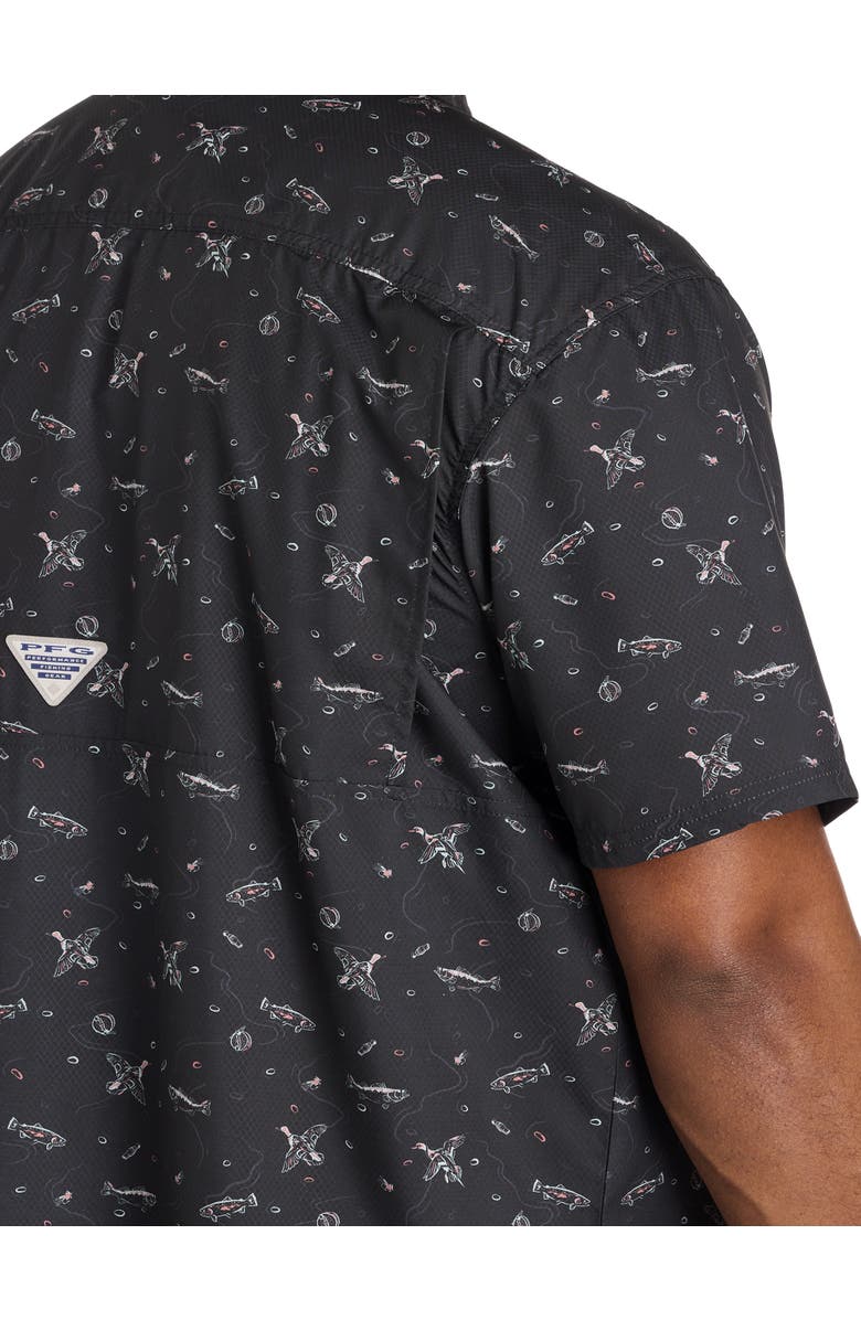 Columbia Big & Tall PFG Super Slack Tide Fish Hunt Sport Shirt, Alternate, color, Black