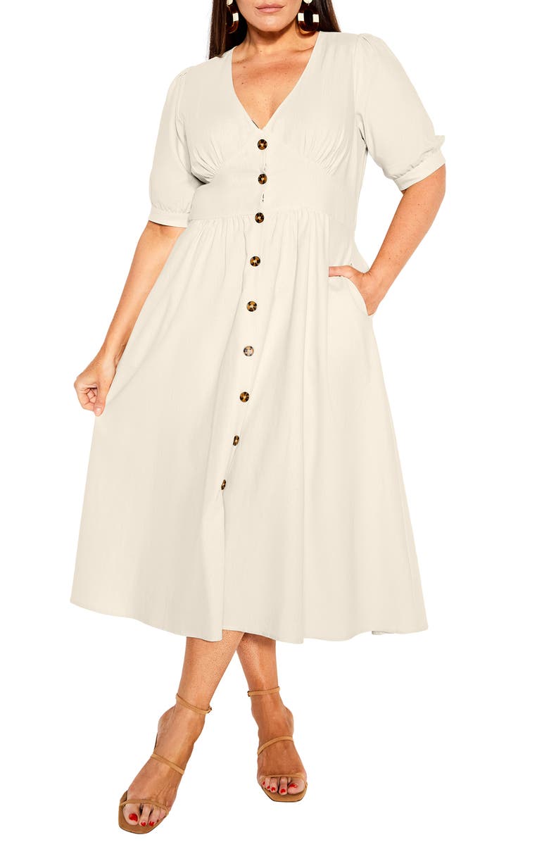 City Chic Sunset Stroll Fit & Flare Dress, Main, color, 