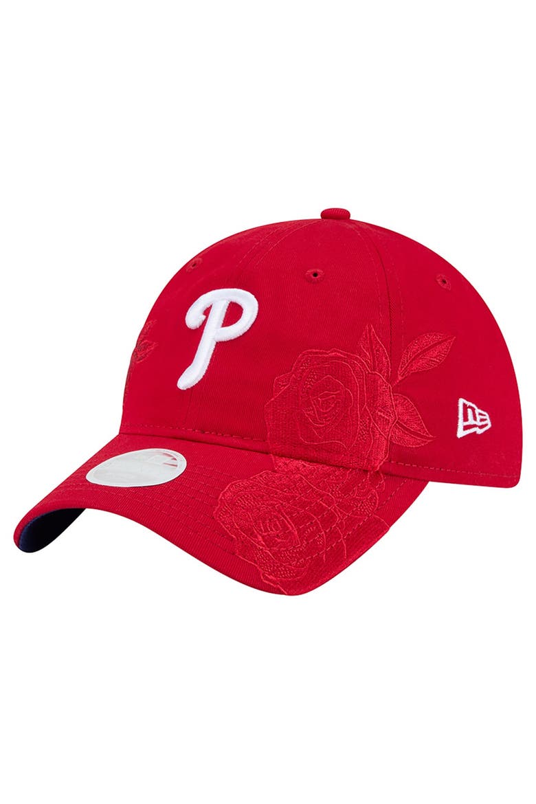 Women's New Era Red Philadelphia Phillies Roses 9TWENTY Adjustable Hat, Main, color, Red