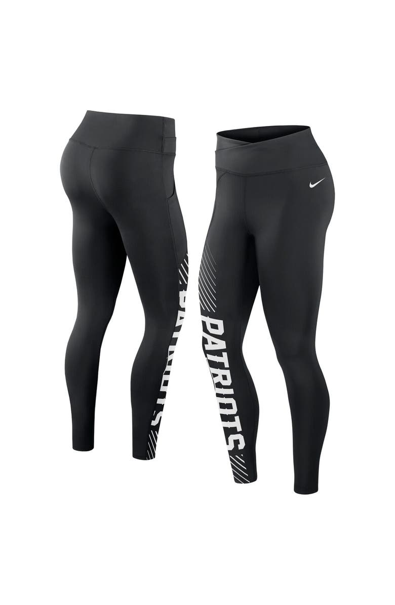 Nike Women's Nike Black New England Patriots Yard Line Crossover Leggings, Main, color, Black