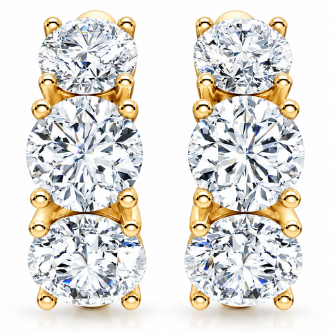 4.20Ct Diamond Hoops 14k Gold Lab Grown 3/4" Tall