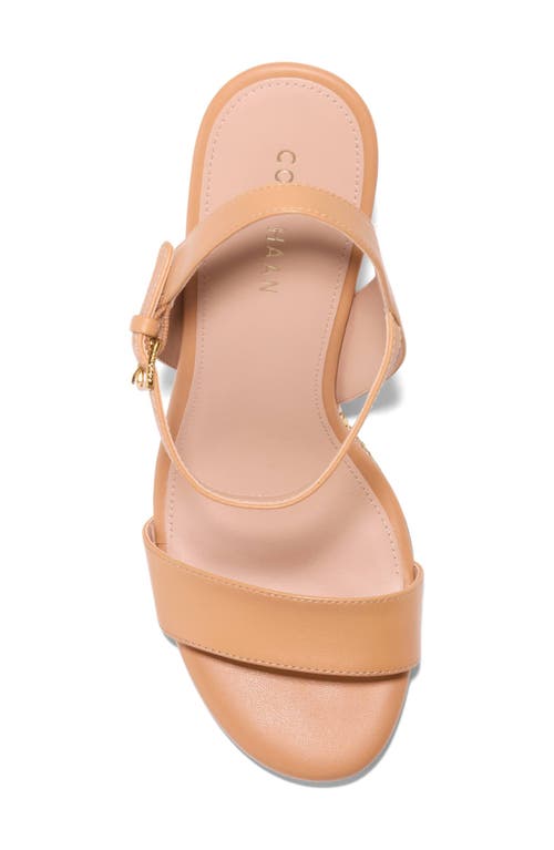 Cole Haan Josie Wedge Sandal In Biscuit Leather/stripe Raffia