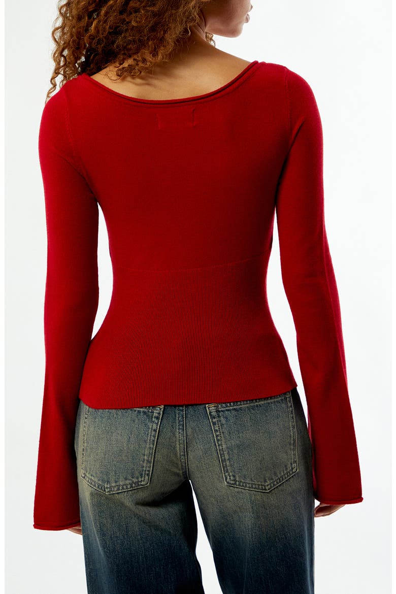 Noa Wide Neck Bell Sleeve Knit Top, Alternate, color, RED