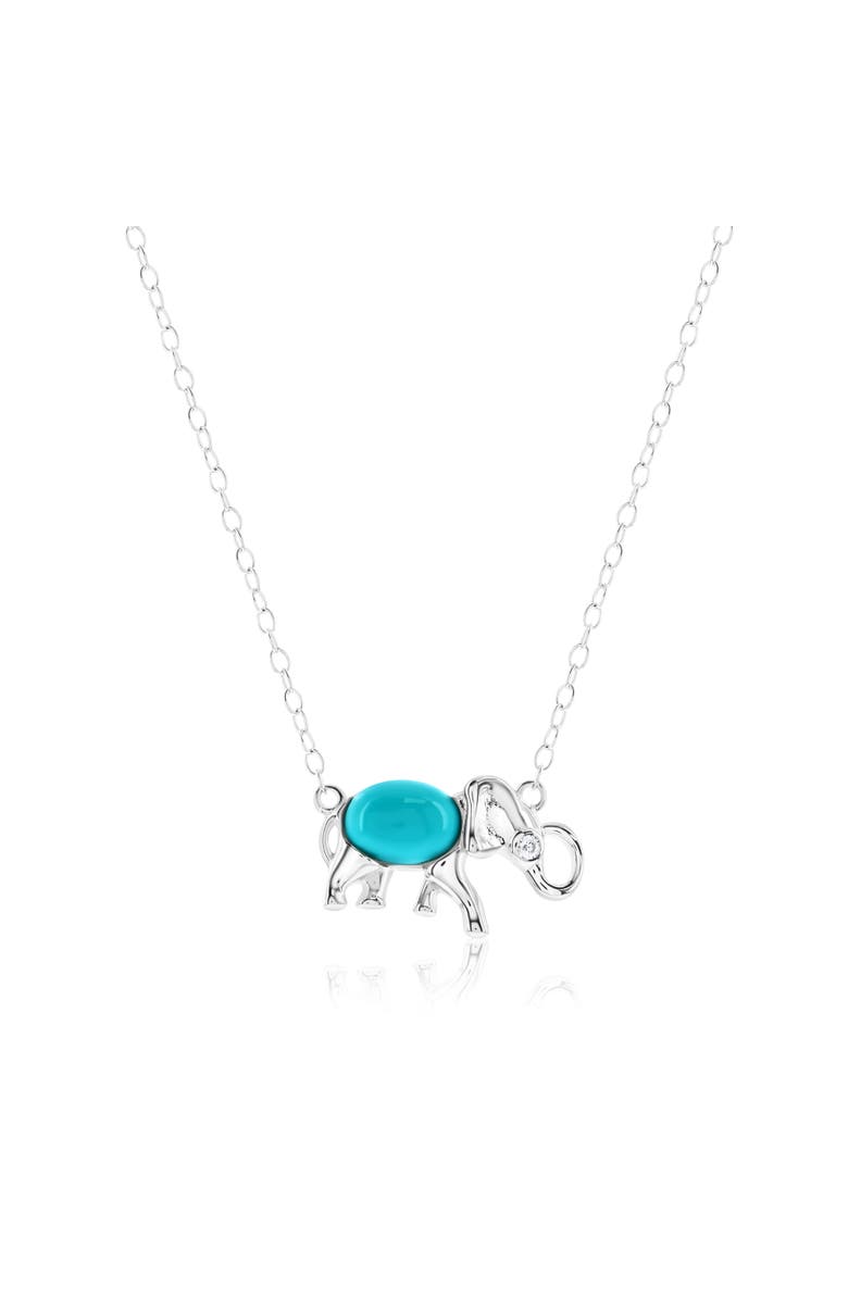 Donatello Gian Sterling Silver Elephant Turquoise Necklace, Main, color, Green