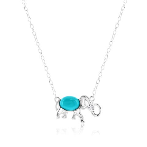 Sterling Silver Elephant Turquoise Necklace