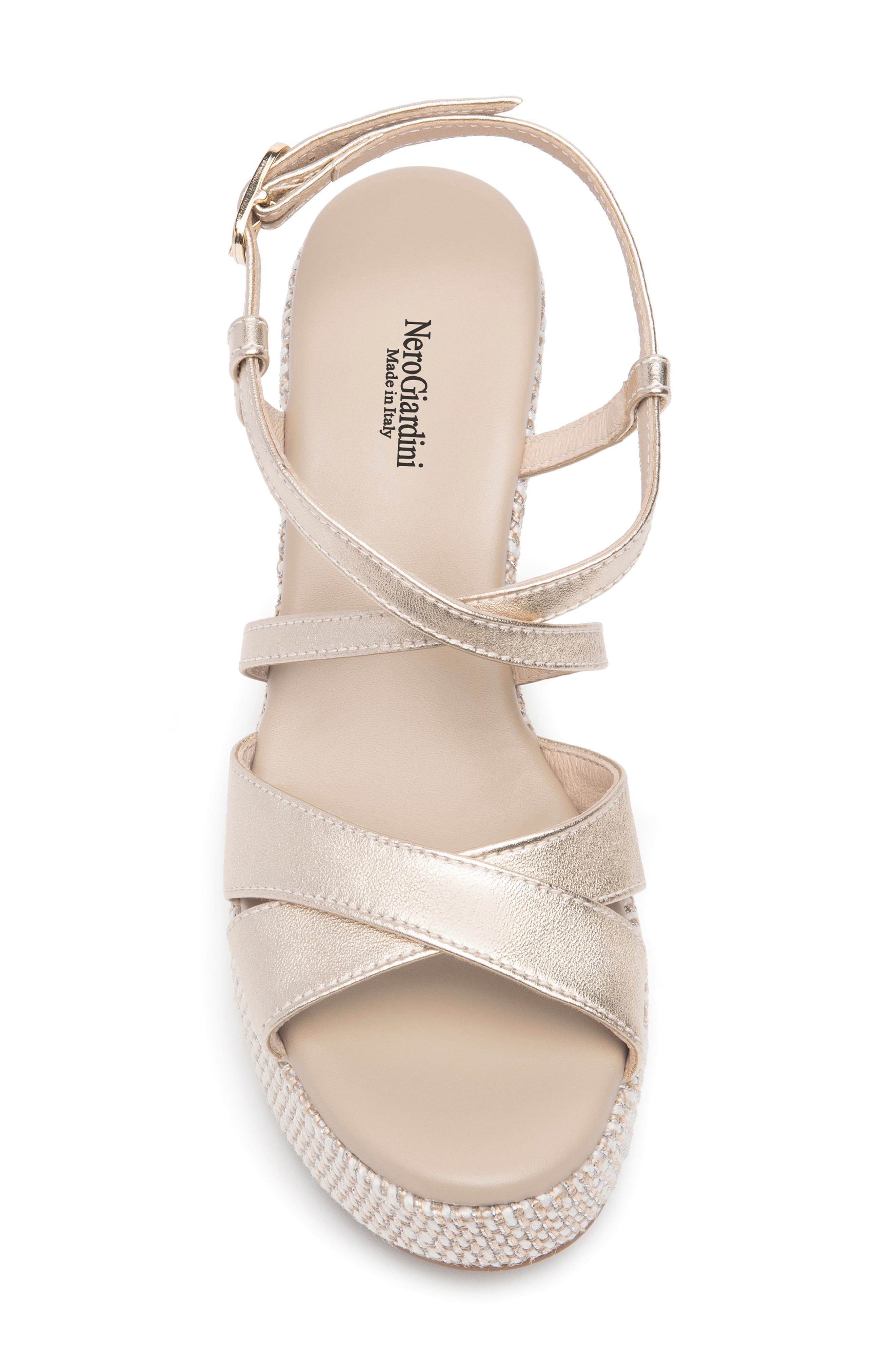 NeroGiardini Strappy Platform Wedge Sandal, Alternate, color, Gold