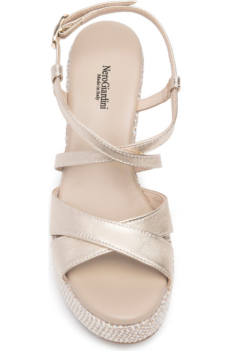 NeroGiardini Strappy Platform Wedge Sandal, Alternate, color, Gold
