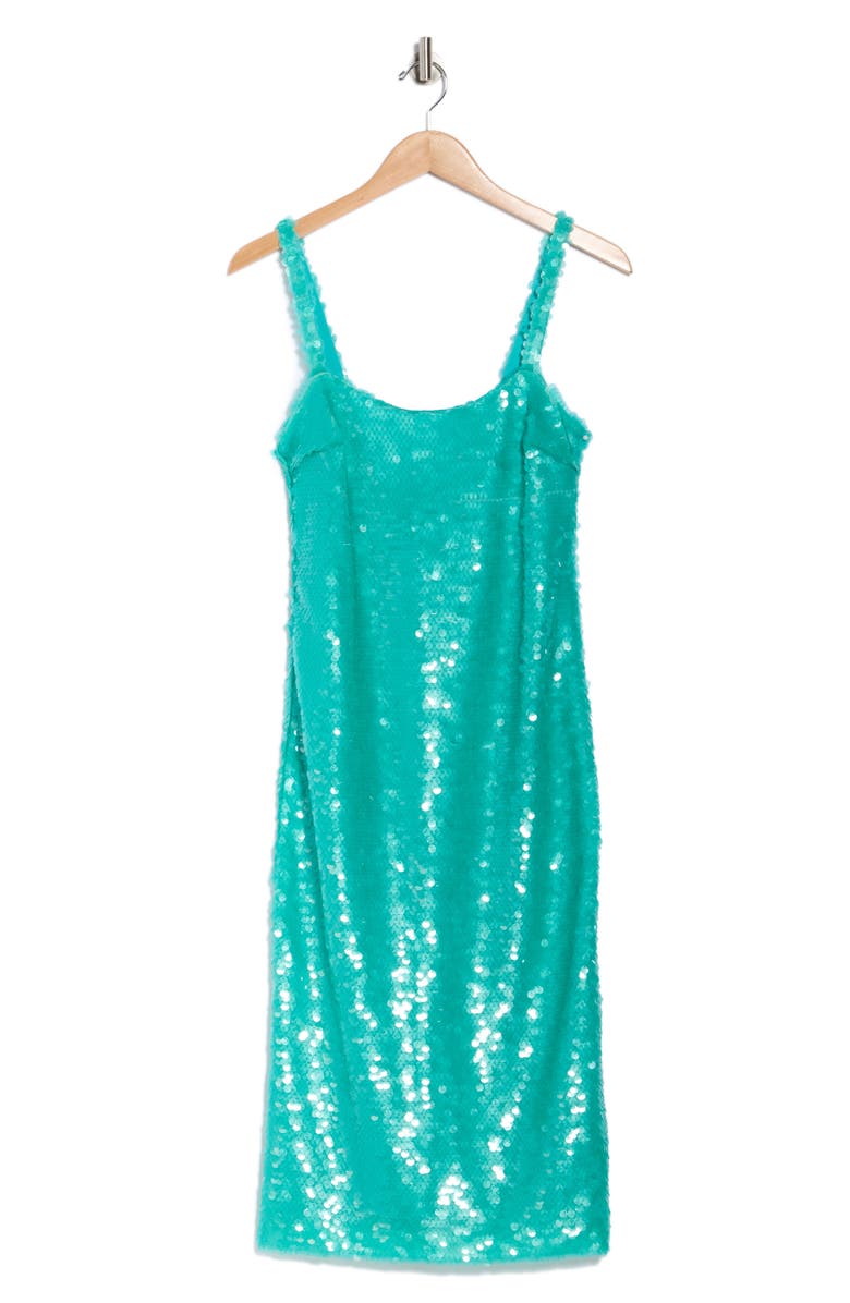 L'AGENCE Gabin Sequin Midi Dress, Alternate, color, Bright Jade