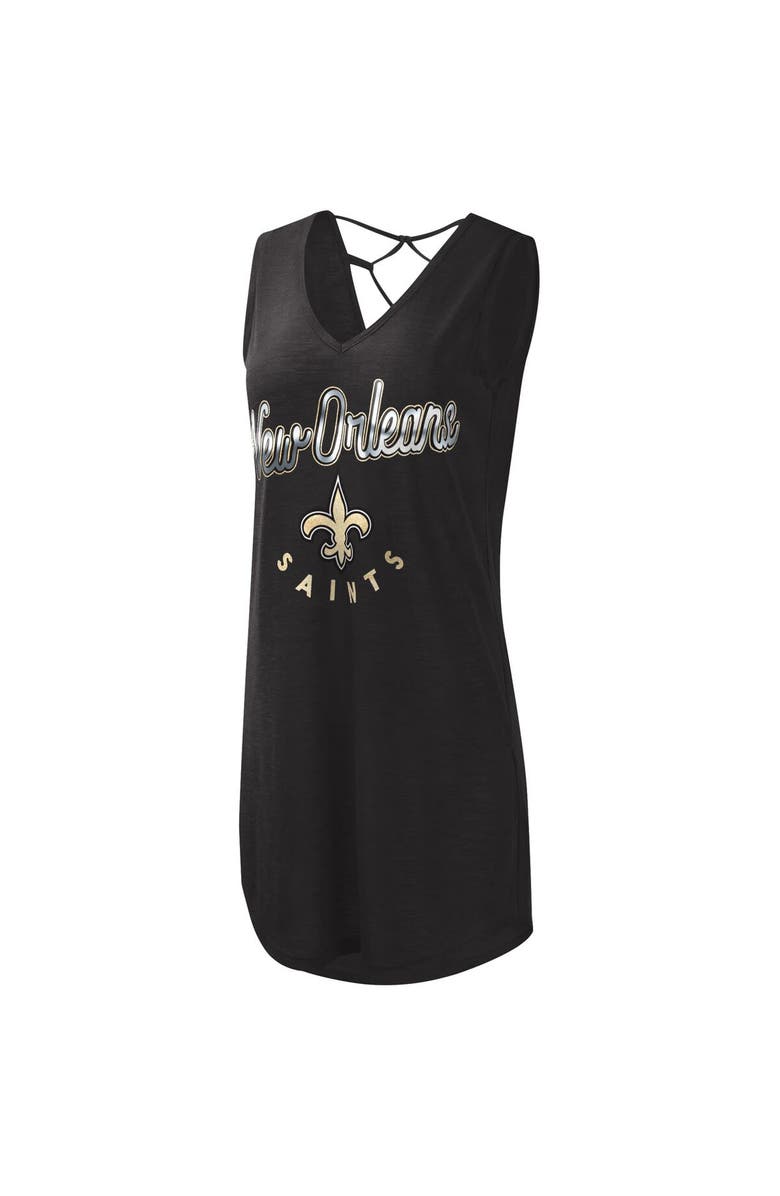 G-III 4HER BY CARL BANKS Women's G-III 4Her by Carl Banks Black New Orleans Saints Game Time Swim V-Neck Cover-Up Dress, Alternate, color, 