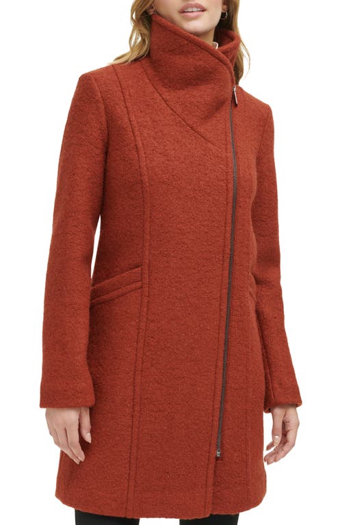 Kenneth Cole Women's Asymmetrical Zip Wool Boucle Coat In Red