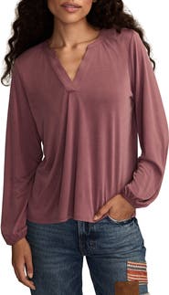 Lucky Brand Sandwash V-Neck Top