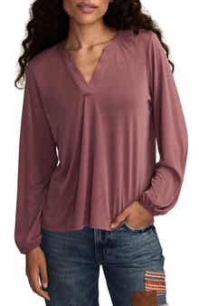 Lucky Brand Sandwash V-Neck Top