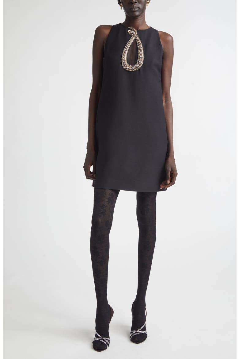 Crystal Embellished Snake Crepe Couture Minidress, Main, color, BLACK/ GOLD