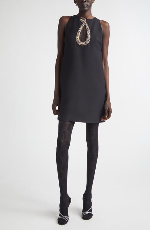 Crystal Embellished Snake Crepe Couture Minidress