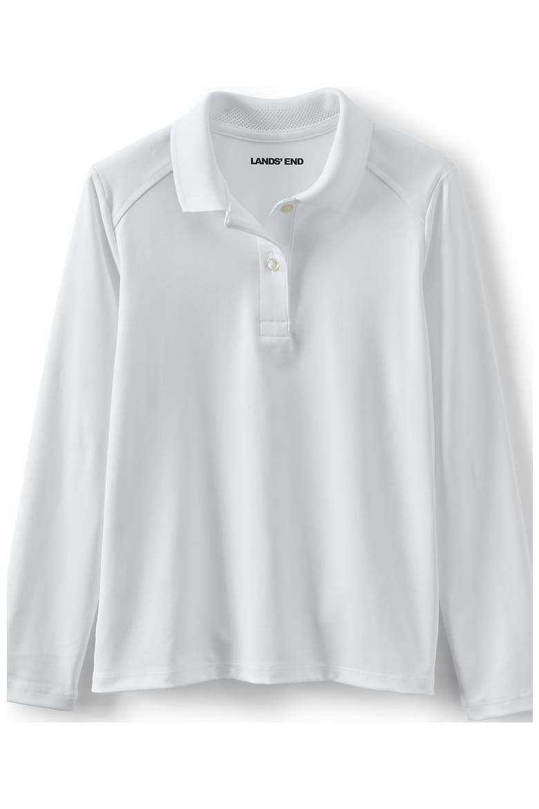 School Uniform Girls Long Sleeve Feminine Fit Rapid Dry Polo Shirt, Alternate, color, White