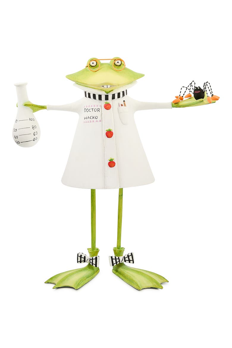 Patience Brewster Dr. Wacko Frog Figurine, Main, color, GREEN