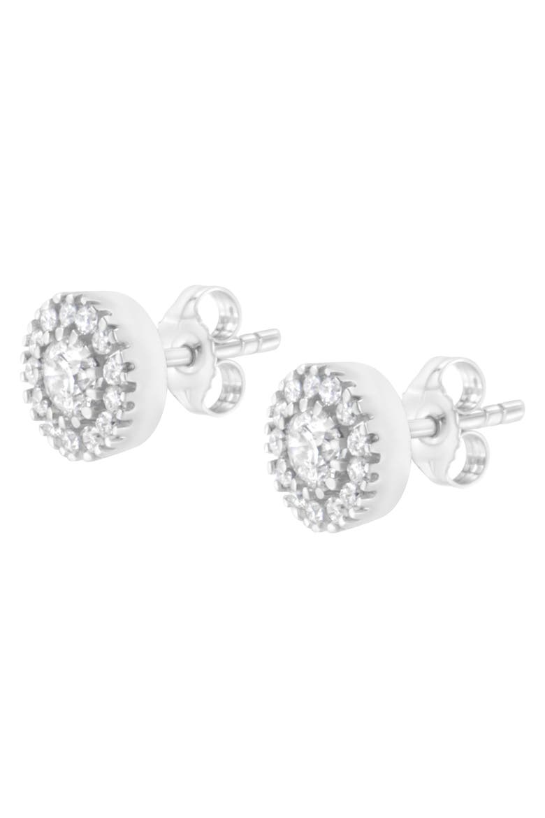 14k White Gold 1 cttw Diamond Halo Stud Earrings, Alternate, color, White