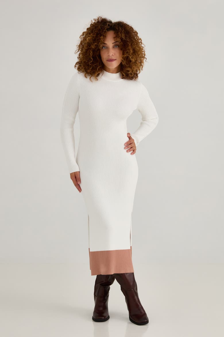 nordstrom ribbed dress The Rib Sweater Midi Dress In Salt