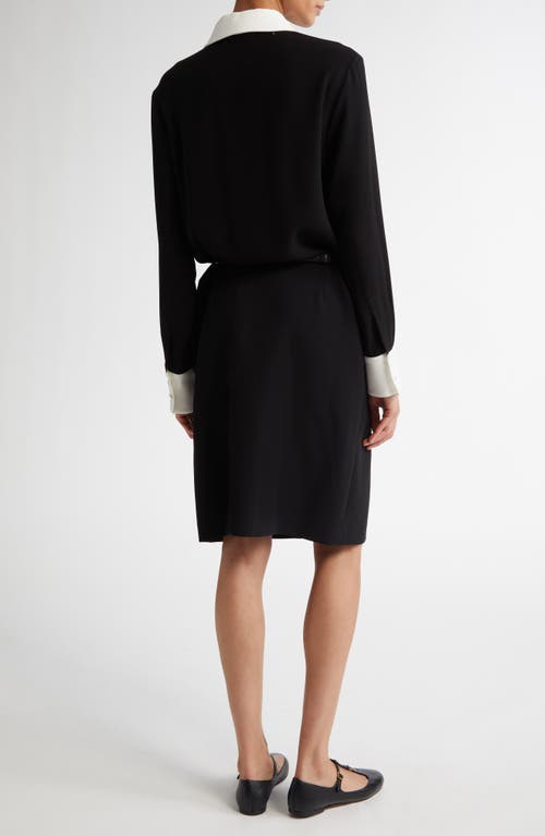 Max Mara Dinar Contrast Trim Long Sleeve Shirtdress In Black