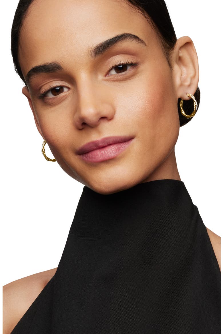 Petite Infinity Hoop Earrings in 18K Yellow Gold with Pavé Diamonds, Alternate, color, 18K YELLOW GOLD