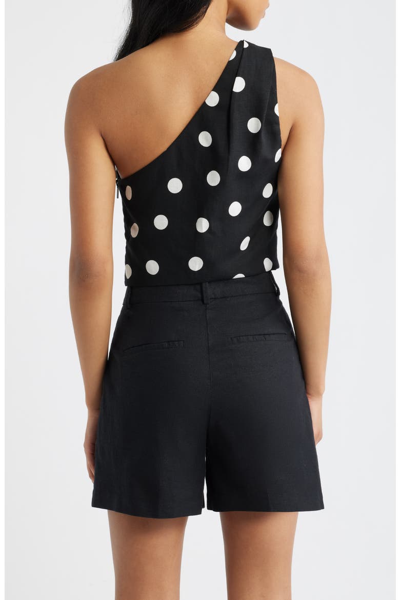 Abrei Polka Dot One Shoulder Crop Top, Alternate, color, BLACK