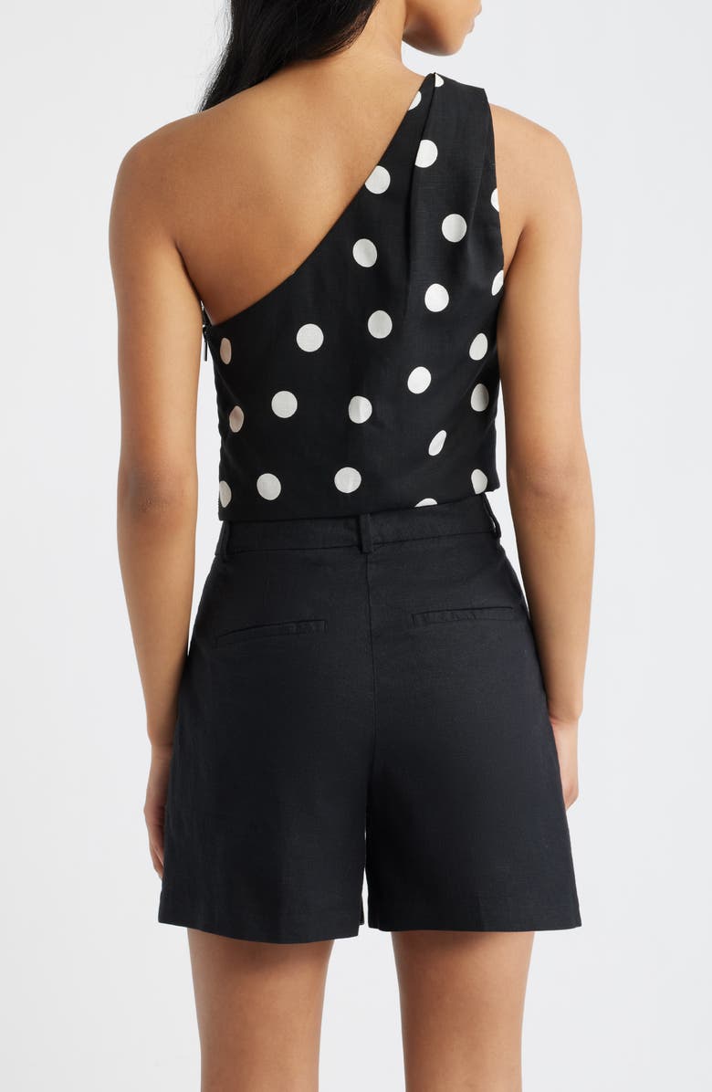 MANGO Abrei Polka Dot One Shoulder Crop Top, Alternate, color, Black