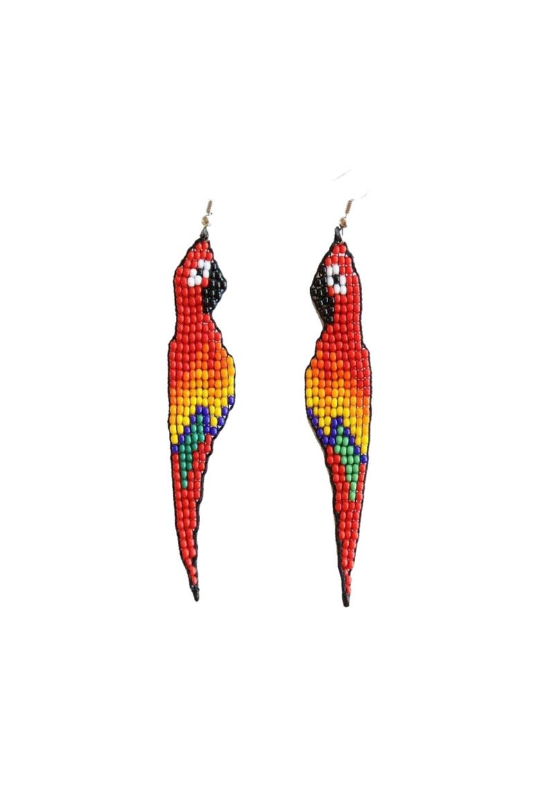 Red Parrot Earrings, Main, color, Red