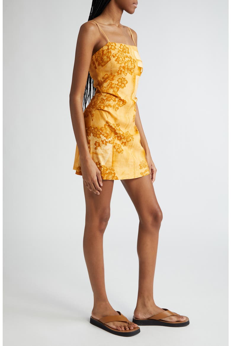 Dua Trompe l'Oeil Print Minidress, Alternate, color, FADED ORANGE