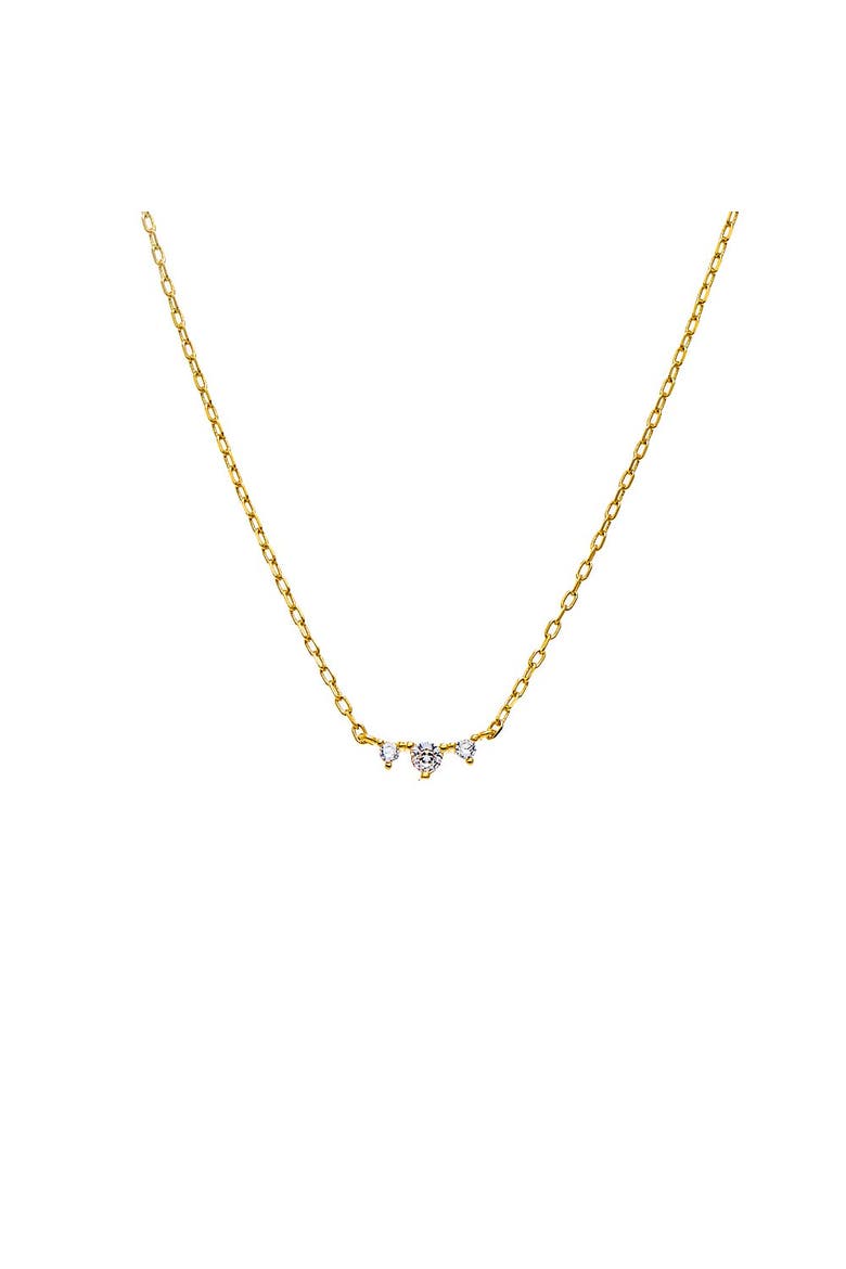 CZ Dainty Curved Bar Necklace, Main, color, Gold