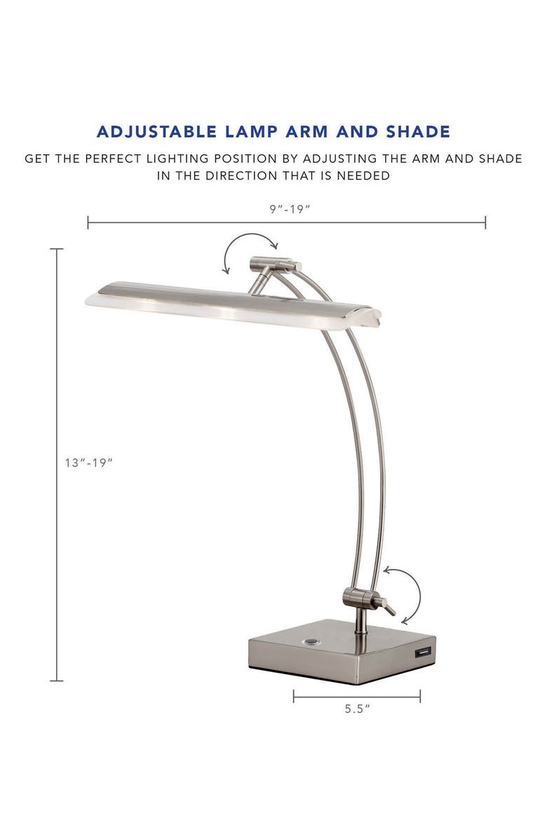 ADESSO LIGHTING Esquire LED Desk Lamp, Alternate, color, Brushed Steel