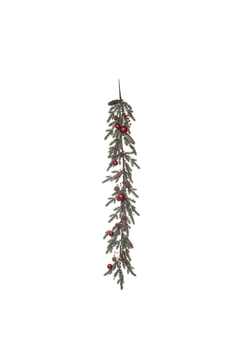 Metal multicolored Christmas ornament and acorn garland, Main, color, Multicolored